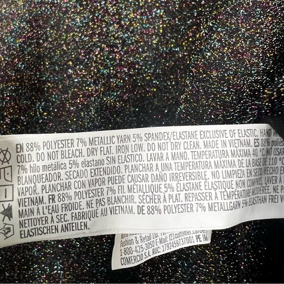 Forever 21 Mini Skirt Womens S Black Multicolor Sparkly Glitter A-Line Rave - Picture 4 of 4